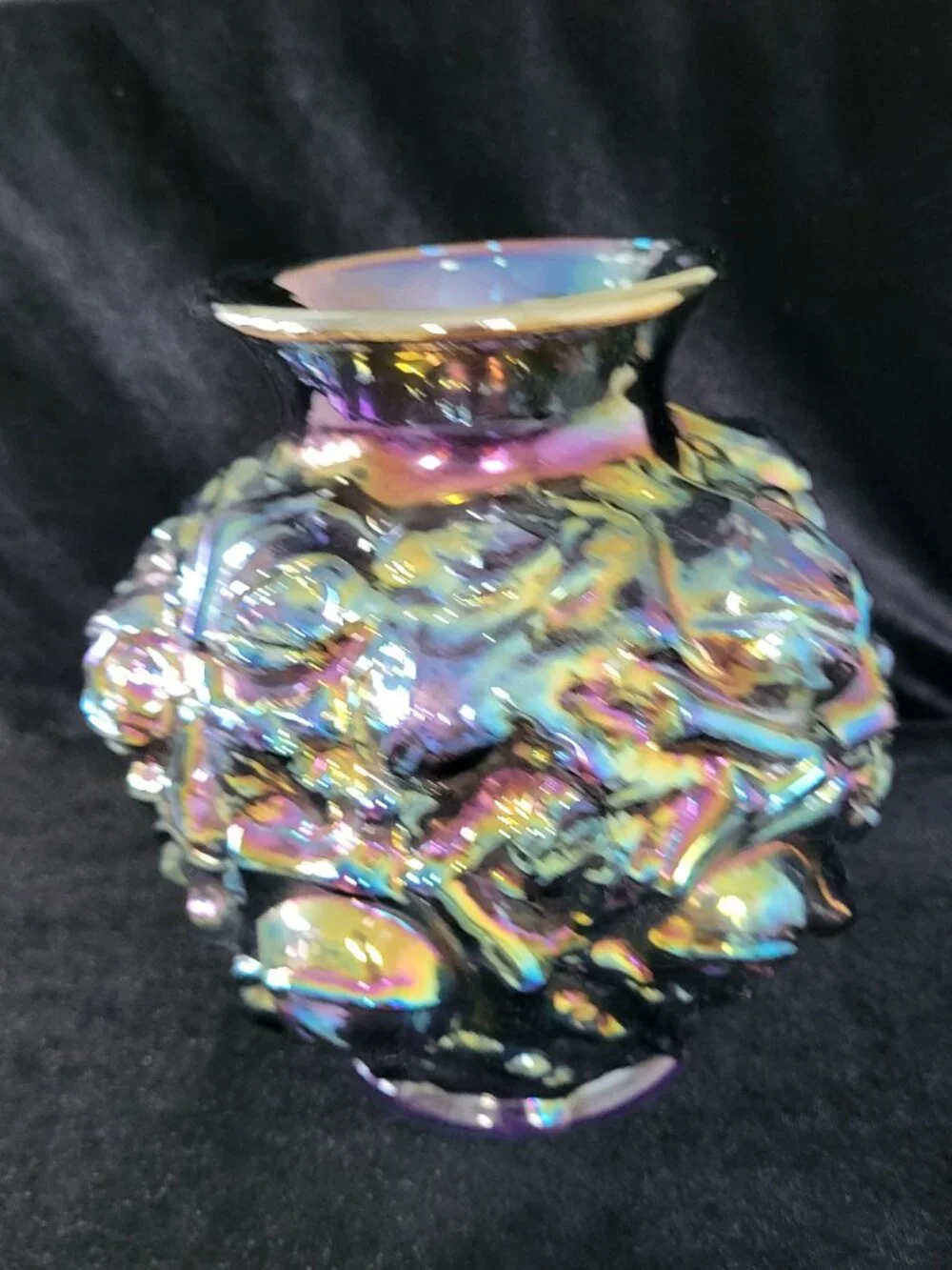 Vintage Imperial Carnival Glass La Bella Rose Vase 6